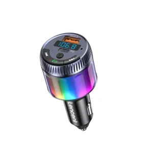 Bluetooth 5.3 FM Car Adapter with 48W PD & QC Fast Charger and LED Light