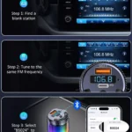 Bluetooth 5.3 FM Car Adapter with 48W PD & QC Fast Charger and LED Light 8 48254 97f834