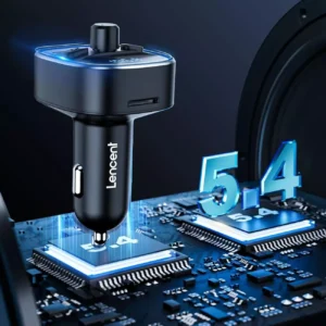 Bluetooth 5.4 FM Transmitter Car Adapter with PD 30W & QC 18W Fast Charger