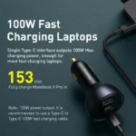 160W Quick Charge 5.0 Multi-Port Car Charger with Dual Type-C & USB Fast Charging 5 48340 42773e