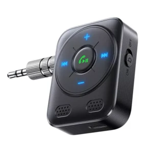 Bluetooth 5.4 Car AUX Receiver with Dual Mics, Bass Boost & Noise Cancellation