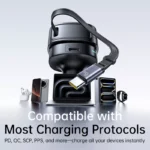 60W Car Charger with Retractable Cable, 3-Port Fast Charging, 180° Rotation 7 49620 804b3e