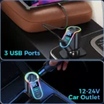 150W 4-in-1 USB Car Charger with Cigarette Lighter Splitter & Fast Charging 6 49830 64fbbc
