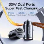 30W Dual USB-C Car Charger with Pull Ring & Fast Charging for All Devices 4 49848 16192f