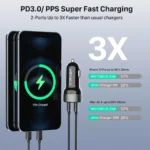 66W Dual USB-C Fast Car Charger PD3.0/PPS/QC3.0 for iPhone, Samsung, Android 4 49906 2ffbb3