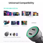 66W Dual USB-C Fast Car Charger PD3.0/PPS/QC3.0 for iPhone, Samsung, Android 8 49906 96ba14