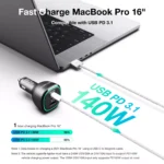 165W 3-Port Super Fast Car Charger with PD3.1 140W & QC5.0 5 49919 82ba11