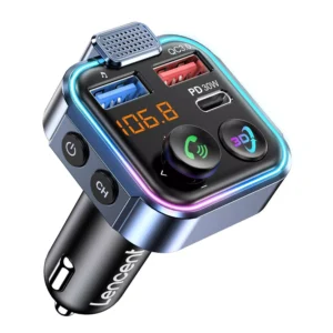 Bluetooth 5.3 FM Transmitter with 48W PD+QC3.0 Fast Charging & LED Lights