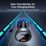 140W Fast Charging USB-C Car Charger with Digital Display for Laptops & Phones 5 50105 3bcef9