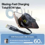 30W Fast Car Charger with Retractable USB-C Cable & Dual Type-C Ports 5 50114 99e56f
