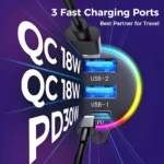 Bluetooth 5.3 FM Transmitter Car Adapter with AUX, Bass Boost & 3-Port Fast Charging 6 50130 27a894
