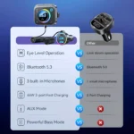 Bluetooth 5.3 FM Transmitter Car Adapter with AUX, Bass Boost & 3-Port Fast Charging 9 50130 f9c637