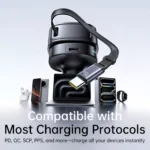 60W Car Charger with Retractable Cable, Fast Charging, 3 Ports, 180° Rotation 5 50190 a36f00