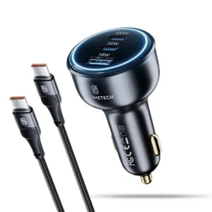 138W USB-C Car Charger – 3-Port Fast Charging for Laptop, iPhone, Samsung