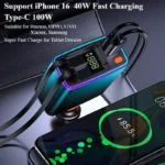 Fast Charging Car Charger with Retractable Cable & Ambient Light – USB/Type-C 6 50330 51776b