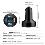 66W 4-Port USB Car Charger with USB-C & QC3.0 Fast Charging 8 50413 9398e9
