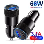 66W Dual USB Fast Car Charger with Type-C PD Port for Phones & Devices 8 50430 40d69c
