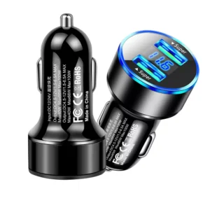 200W Dual USB Car Charger with Quick Charge & LED Display
