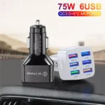 75W 6-Port USB Car Charger with QC3.0 Fast Charging for Phones & Tablets 4 50470 60fcd3
