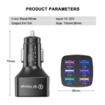 75W 6-Port USB Car Charger with QC3.0 Fast Charging for Phones & Tablets 8 50470 ffe383