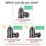 30W Dual Port USB-C + USB Car Charger | QC4.0 QC3.0 PD Fast Charging Adapter 8 50491 fa4ce8