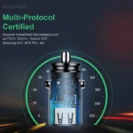 30W Dual USB-C Fast Car Charger with PD 3.0 & FCP for iPhone & Android 7 50503 3bc309