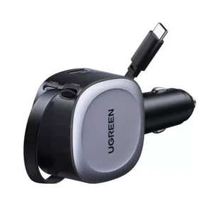 2-in-1 Retractable 75W Car Charger with Fast Charging for iPhone & Samsung