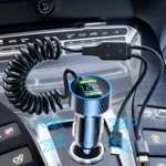 USB Car Phone Charger Adapter with Retractable Cable LED Voltage Monitor 7 54566 90fdd7