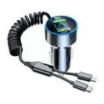 USB Car Phone Charger Adapter with Retractable Cable LED Voltage Monitor 8 54566 cf1f5a