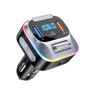 FM Bluetooth Transmitter Car Adapter with Fast Charging & Hands-Free Kit
