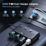 139W 7-in-1 Car Charger Adapter with PD & QC 3.0, LED Display & Independent Switches 5 54738 28f7cc