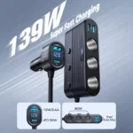 139W 7-in-1 Car Charger Adapter with PD & QC 3.0, LED Display & Independent Switches 6 54738 995621