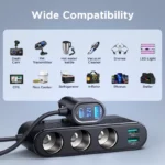139W 7-in-1 Car Charger Adapter with PD & QC 3.0, LED Display & Independent Switches 8 54738 cc296d