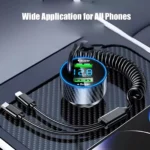 4-in-1 USB Car Charger with Retractable Cable & LED Voltage Monitor 5 55962 f510cf