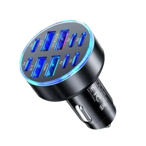 100W 10-Port Fast Car Charger with 6 PD and 4 USB Ports for All Devices