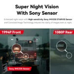 2.7K HD Dash Cam with Front & Rear Recording, GPS, 360° Rotation 6 56250 602281