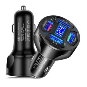 4-Port 66W Fast Charging Car USB Charger Adapter – QC3.0 Compatible for iPhone, Samsung, Huawei, Xiaomi