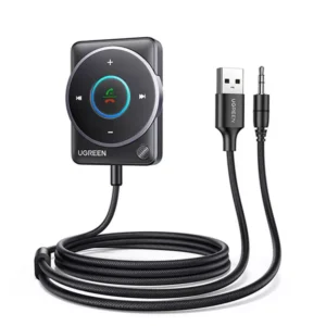 Bluetooth 5.4 Car Receiver Adapter with Mics and Noise Cancellation, USB AUX