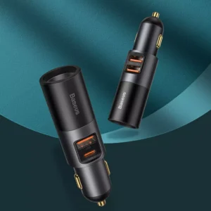 120W Car Charger Splitter with Dual USB & Type-C Ports