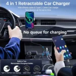 120W Retractable 4-in-1 Fast Car Charger with Dual USB & Cables 5 57370 270ff5