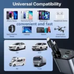 120W Retractable 4-in-1 Fast Car Charger with Dual USB & Cables 7 57370 38e5ab