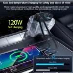 120W Retractable 4-in-1 Fast Car Charger with Dual USB & Cables 8 57370 a855a8