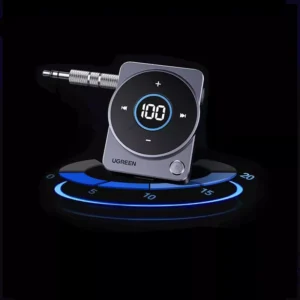 Bluetooth 5.4 Aux Adapter with Wireless 3.5mm Audio, 20-Hour Battery, Screen Display