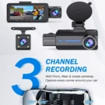 3-Channel 2K HD Dash Cam with Front, Rear & Inside Recording, IR Night Vision 4 60889 322c61