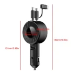 3-in-1 Retractable Fast Charging Car Charger with USB Type C and Micro USB 9 60953 52c463