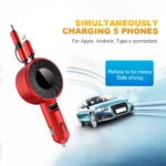 3-in-1 Retractable Fast Charging Car Charger with USB Type C and Micro USB 4 60953 8ce6f4