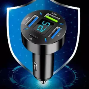 66W 4-Port USB Car Charger | Fast Charging PD Quick Charge 3.0